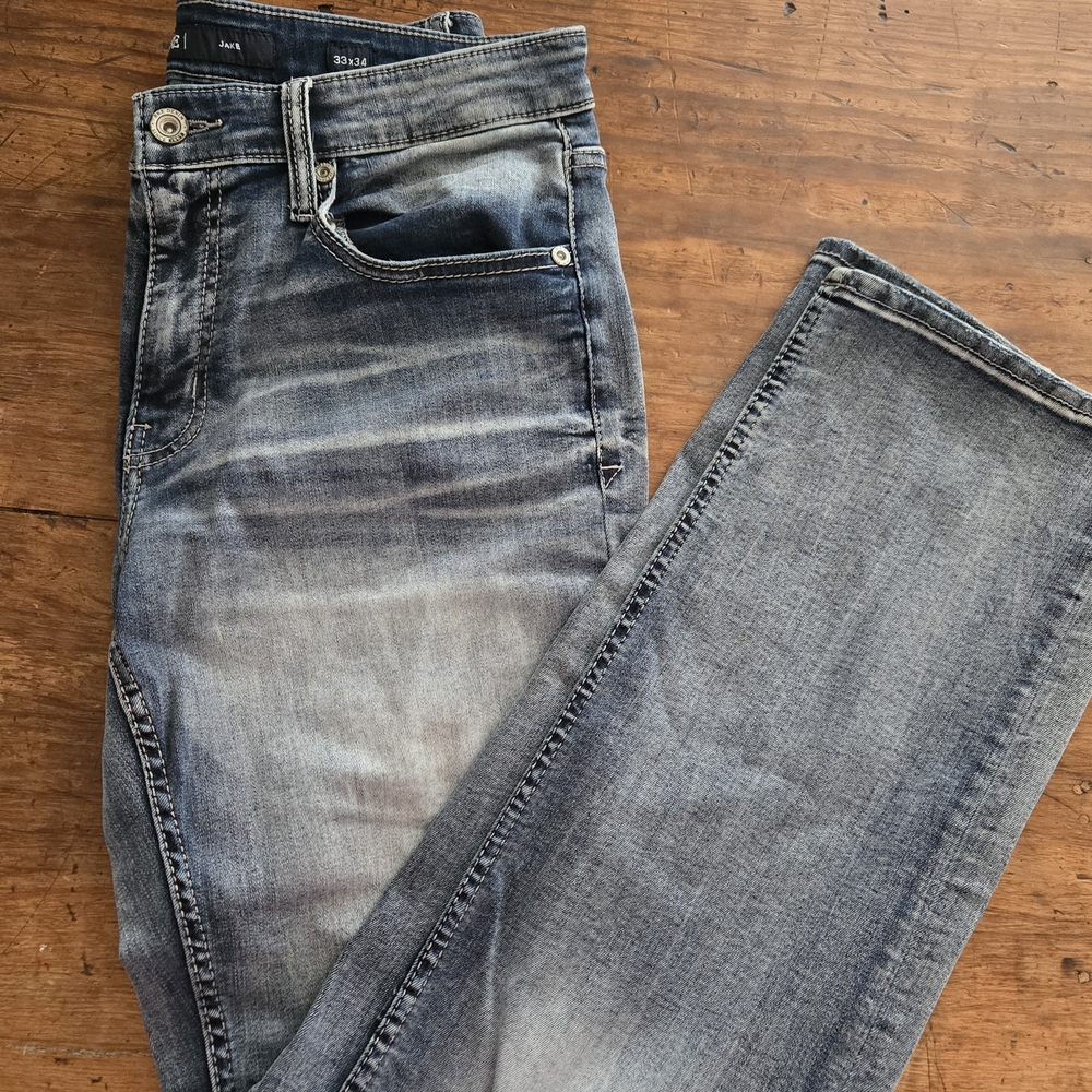 Buckle Jeans*Make Me An Offer*BKE Men's Faded Blue Slim Jeans